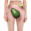 Avocado Cut In Half Pattern Print Women's Split Running Shorts