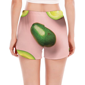 Avocado Cut In Half Pattern Print Women's Split Running Shorts