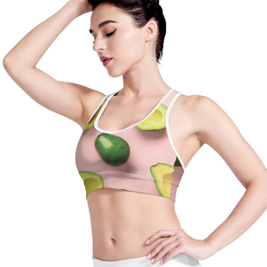 Avocado Cut In Half Pattern Print Women's Sports Bra