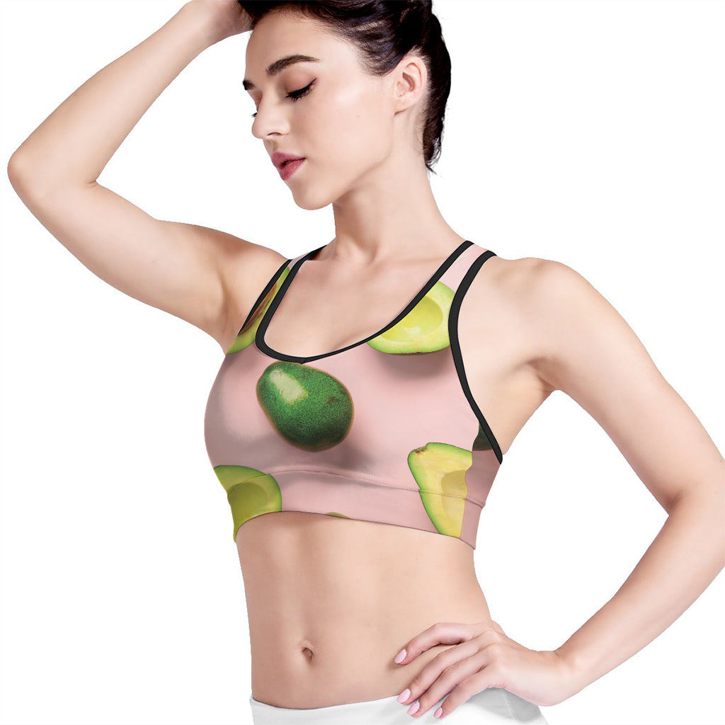 Avocado Cut In Half Pattern Print Women's Sports Bra