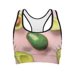 Avocado Cut In Half Pattern Print Women's Sports Bra