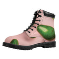 Avocado Cut In Half Pattern Print Padded Collar Lace Up Boots