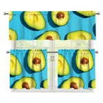 Avocado Cut In Half Print 3 Piece Kitchen Curtains