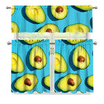 Avocado Cut In Half Print 3 Piece Kitchen Curtains