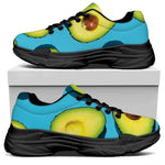 Avocado Cut In Half Print Black Chunky Shoes