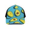 Avocado Cut In Half Print Black Mesh Trucker Cap