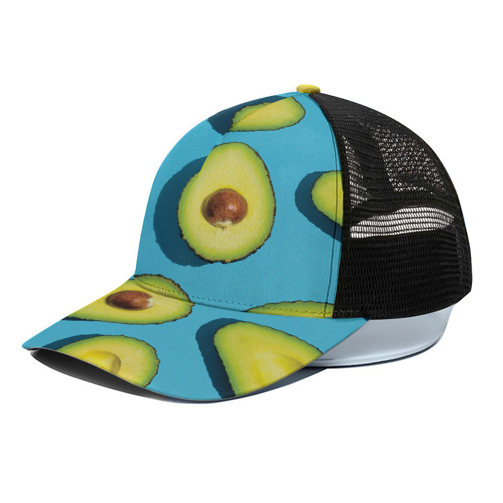 Avocado Cut In Half Print Black Mesh Trucker Cap