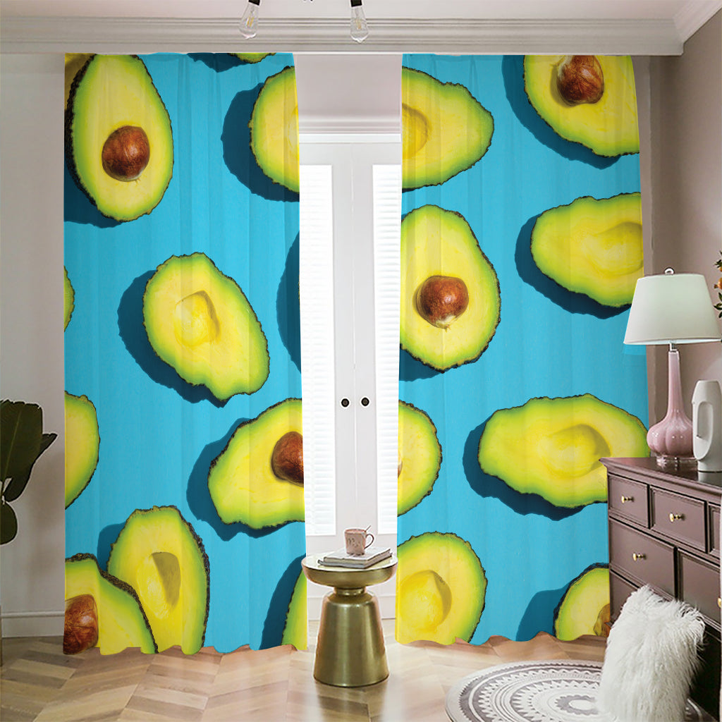 Avocado Cut In Half Print Blackout Pencil Pleat Curtains