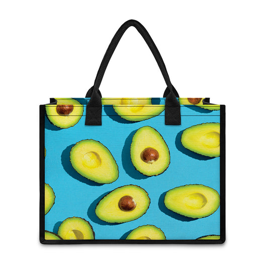 Avocado Cut In Half Print Canvas Tote Bag