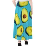 Avocado Cut In Half Print Chiffon Maxi Skirt