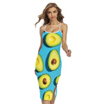 Avocado Cut In Half Print Cross Back Cami Dress