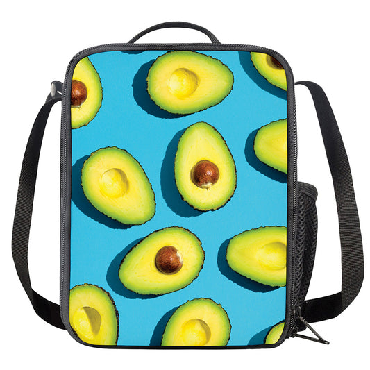Avocado Cut In Half Print Crossbody Lunch Bag