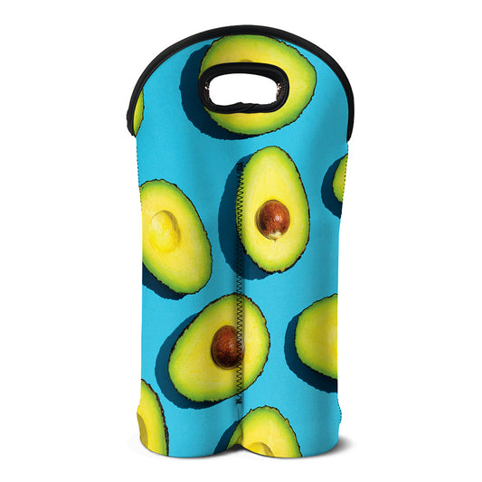 Avocado Cut In Half Print Double Neoprene Wine Tote