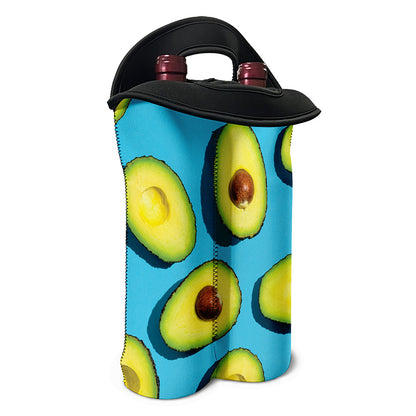 Avocado Cut In Half Print Double Neoprene Wine Tote