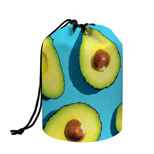 Avocado Cut In Half Print Drawstring Makeup Bag
