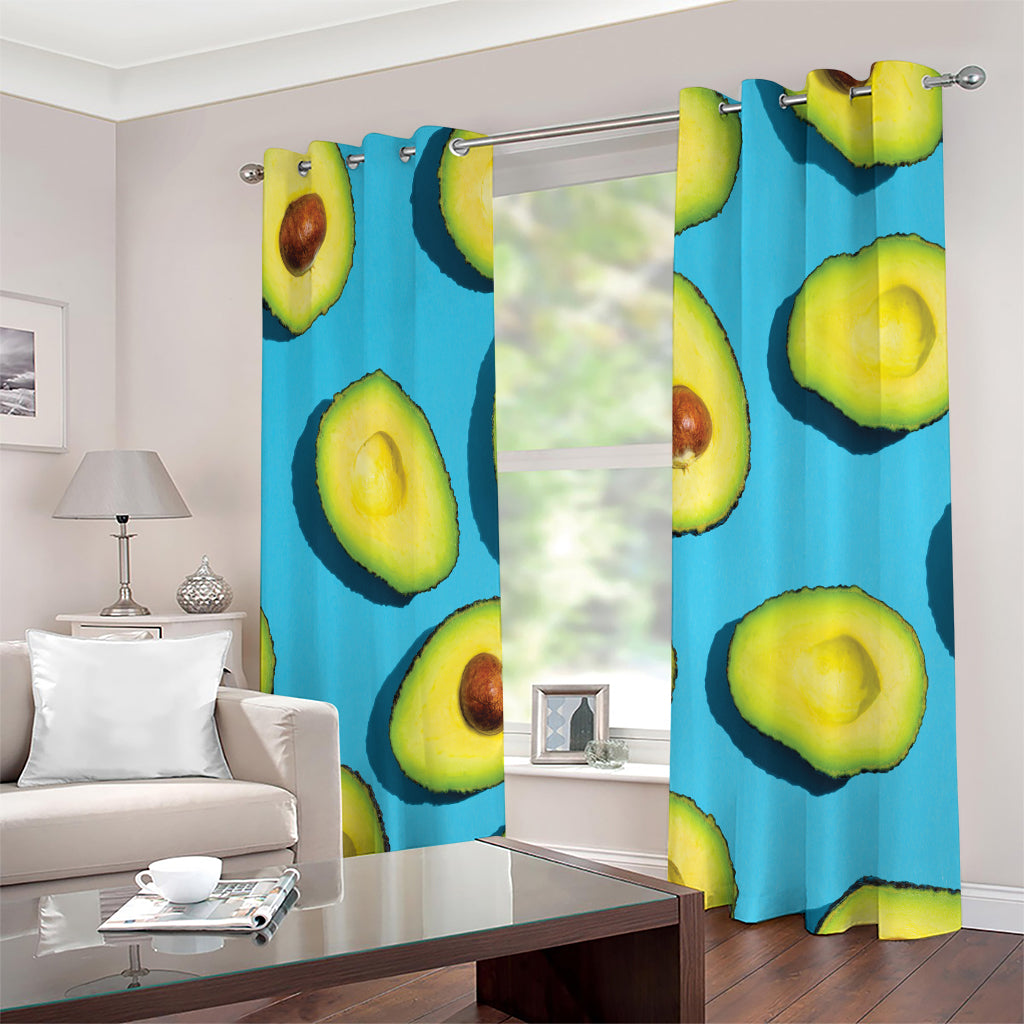 Avocado Cut In Half Print Extra Wide Grommet Curtains