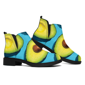 Avocado Cut In Half Print Flat Ankle Boots