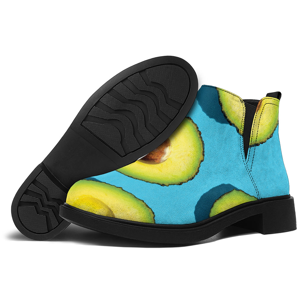 Avocado Cut In Half Print Flat Ankle Boots