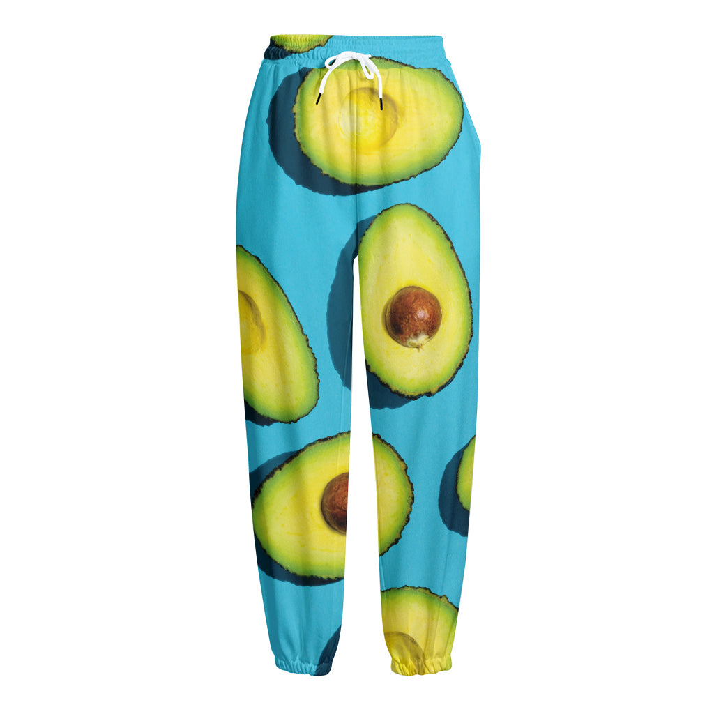 Avocado Cut In Half Print Fleece Lined Knit Pants