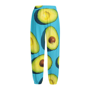 Avocado Cut In Half Print Fleece Lined Knit Pants