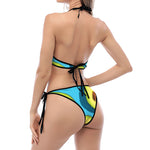 Avocado Cut In Half Print Halter Scoop Tie Side Bikini