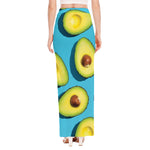 Avocado Cut In Half Print High Slit Maxi Skirt