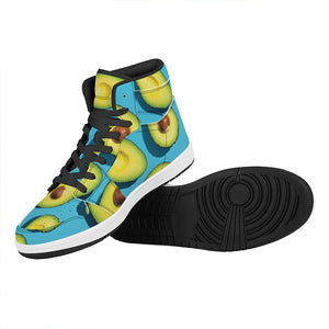 Avocado Cut In Half Print High Top Leather Sneakers