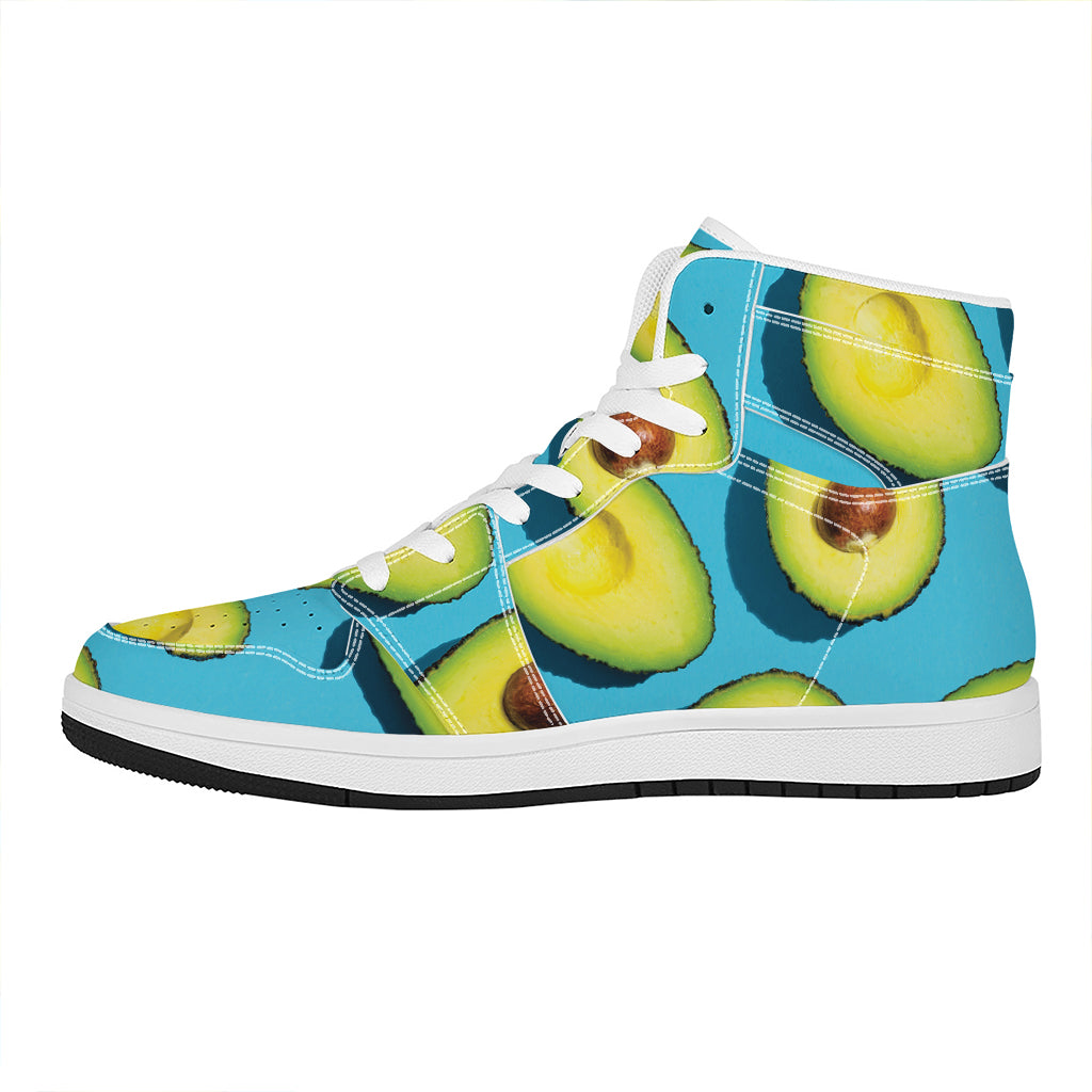 Avocado Cut In Half Print High Top Leather Sneakers