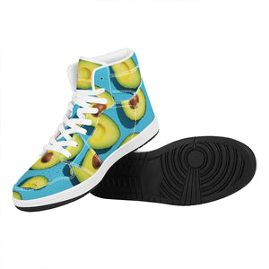 Avocado Cut In Half Print High Top Leather Sneakers