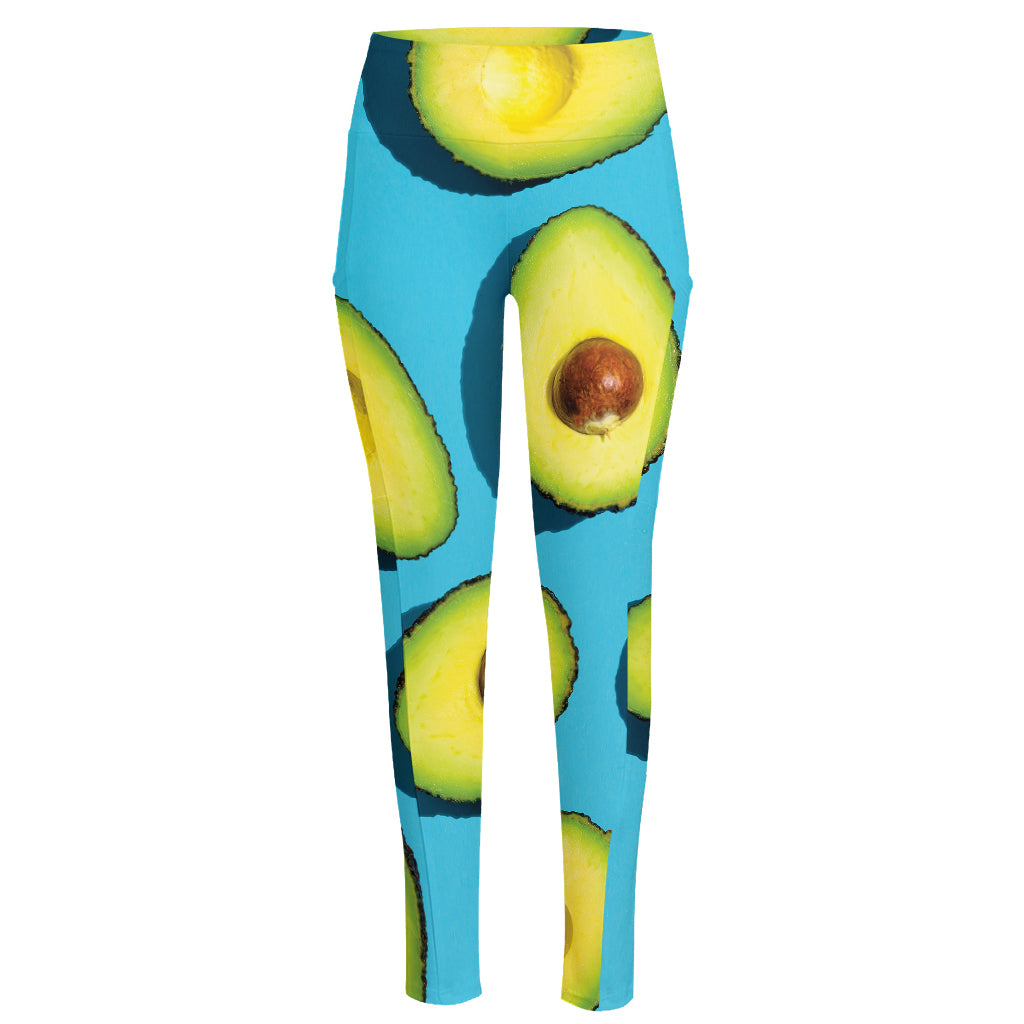 Avocado Cut In Half Print High-Waisted Pocket Leggings