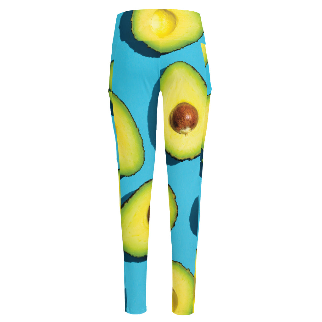 Avocado Cut In Half Print High-Waisted Pocket Leggings