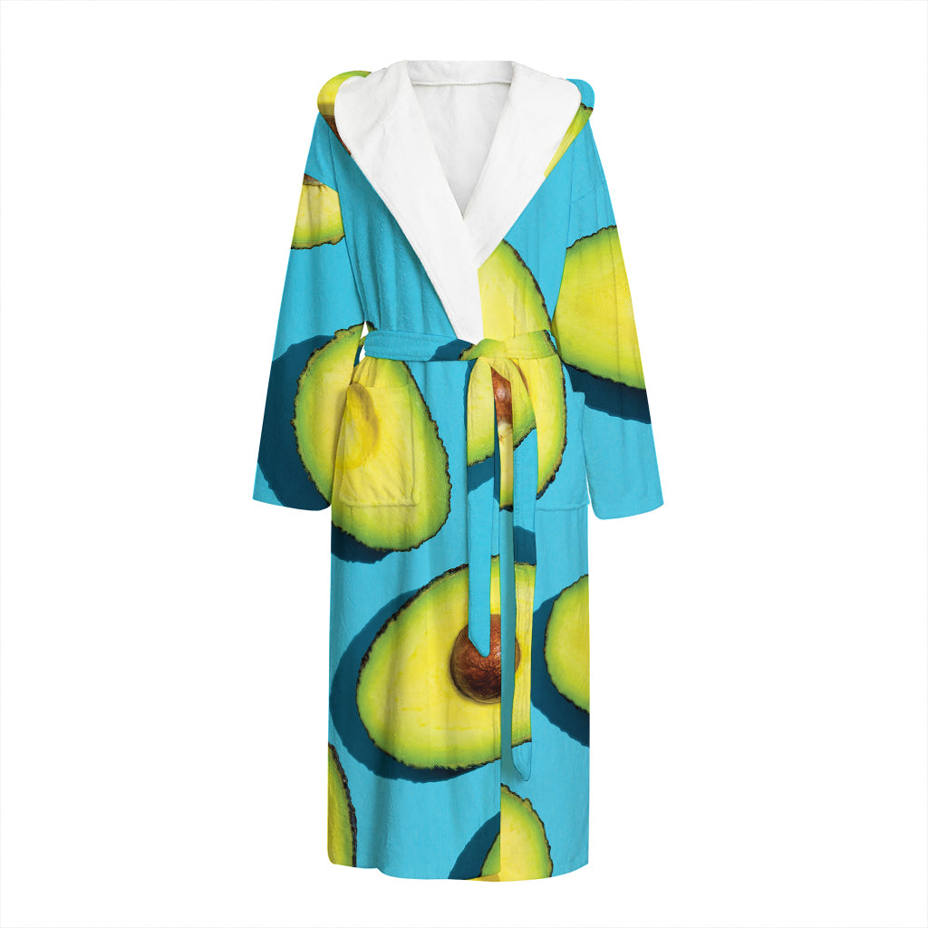 Avocado Cut In Half Print Hooded Bathrobe