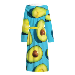 Avocado Cut In Half Print Hooded Bathrobe