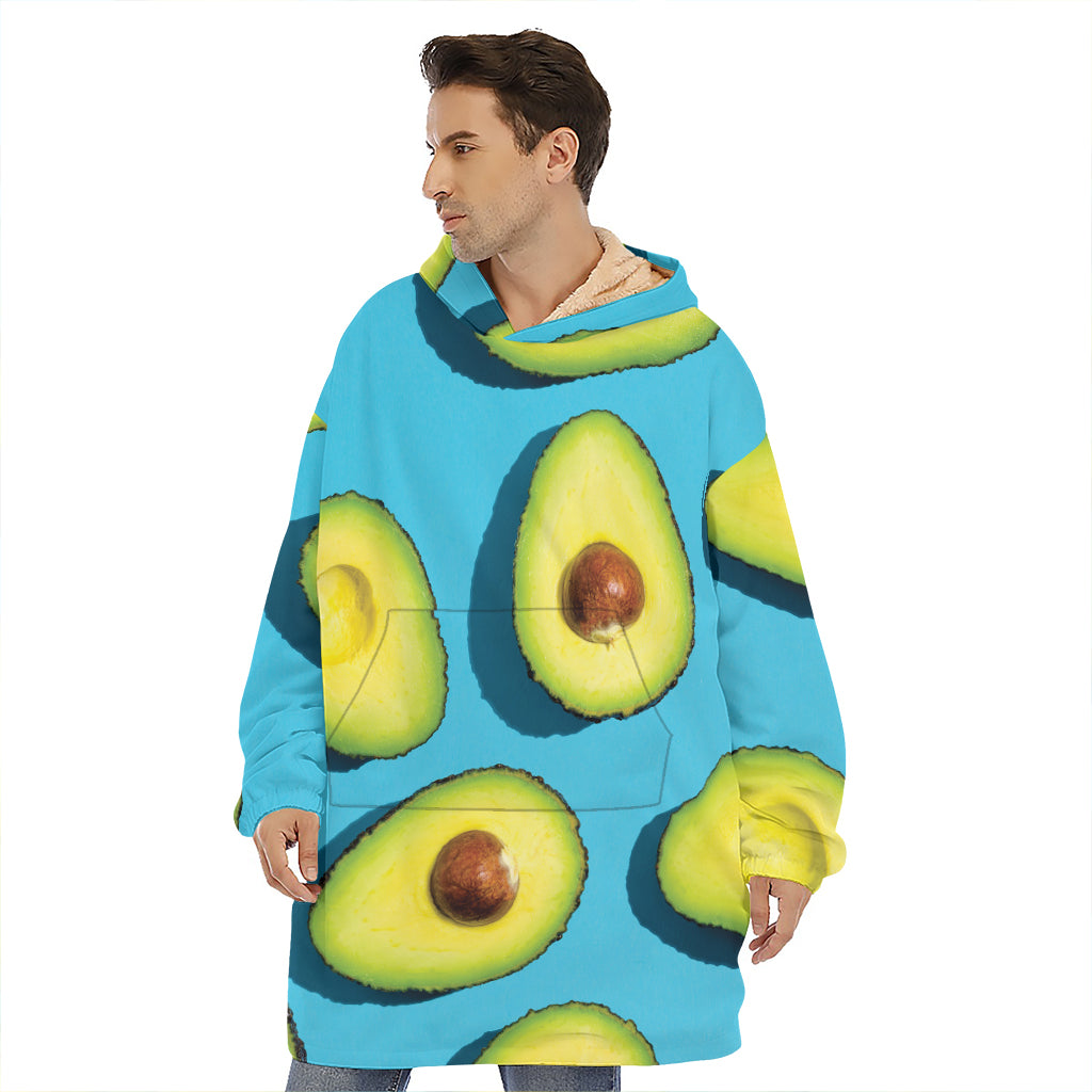 Avocado Cut In Half Print Hoodie Blanket