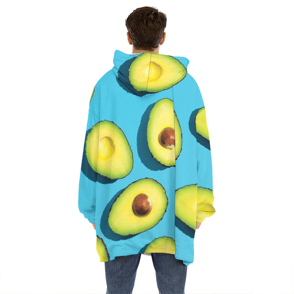 Avocado Cut In Half Print Hoodie Blanket