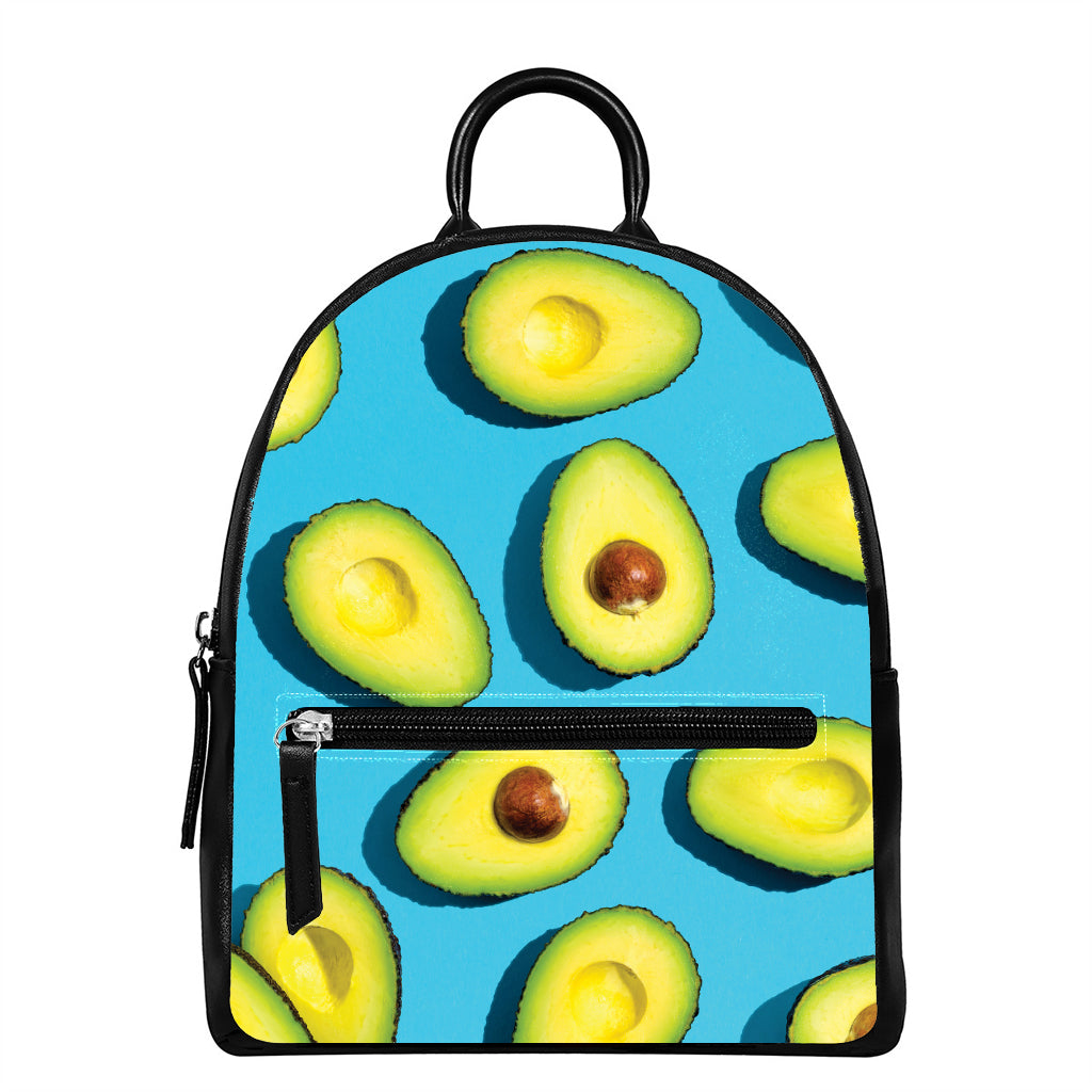 Avocado Cut In Half Print Leather Backpack