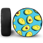 Avocado Cut In Half Print Leather Spare Tire Cover