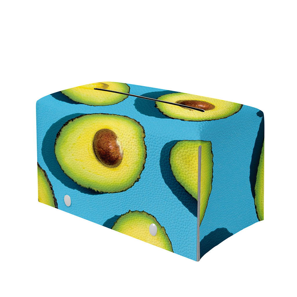Avocado Cut In Half Print Leather Tissue Box Cover