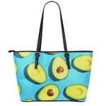 Avocado Cut In Half Print Leather Tote Bag