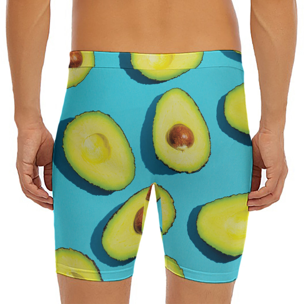 Avocado Cut In Half Print Men's Long Boxer Briefs