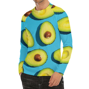 Avocado Cut In Half Print Men's Long Sleeve Rash Guard