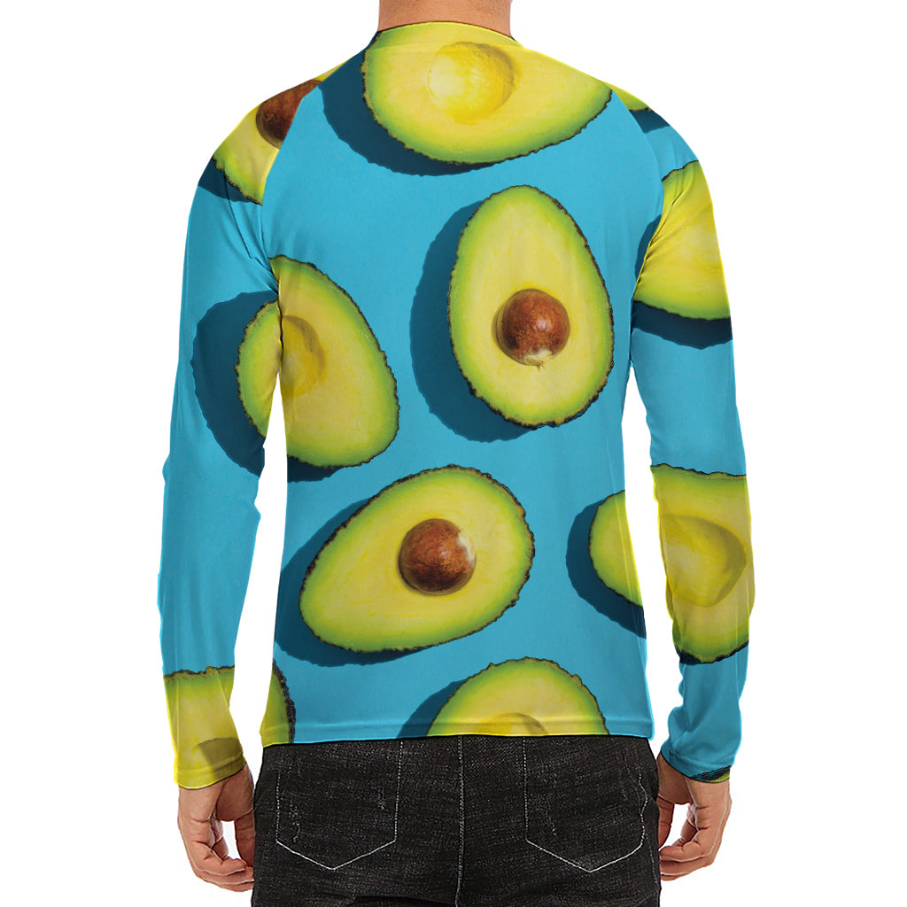 Avocado Cut In Half Print Men's Long Sleeve Rash Guard