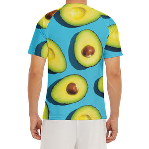 Avocado Cut In Half Print Men's Short Sleeve Rash Guard