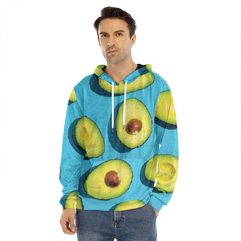 Avocado Cut In Half Print Men's Velvet Pullover Hoodie