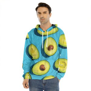 Avocado Cut In Half Print Men's Velvet Pullover Hoodie