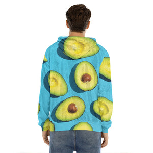 Avocado Cut In Half Print Men's Velvet Pullover Hoodie