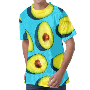 Avocado Cut In Half Print Men's Velvet T-Shirt