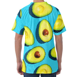 Avocado Cut In Half Print Men's Velvet T-Shirt