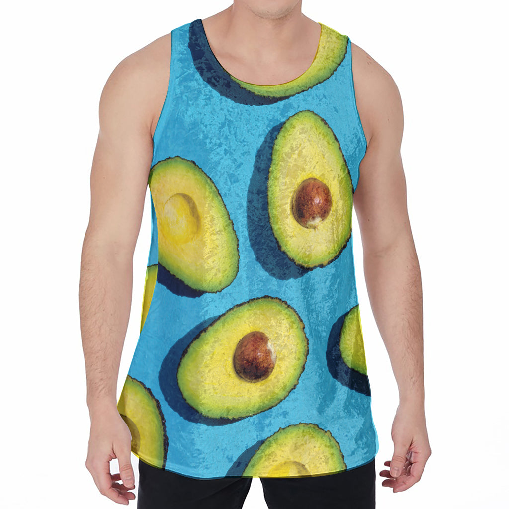 Avocado Cut In Half Print Men's Velvet Tank Top