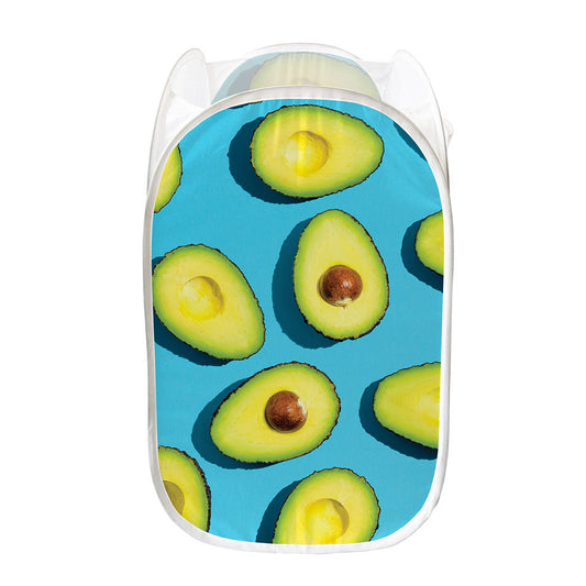 Avocado Cut In Half Print Mesh Laundry Hamper